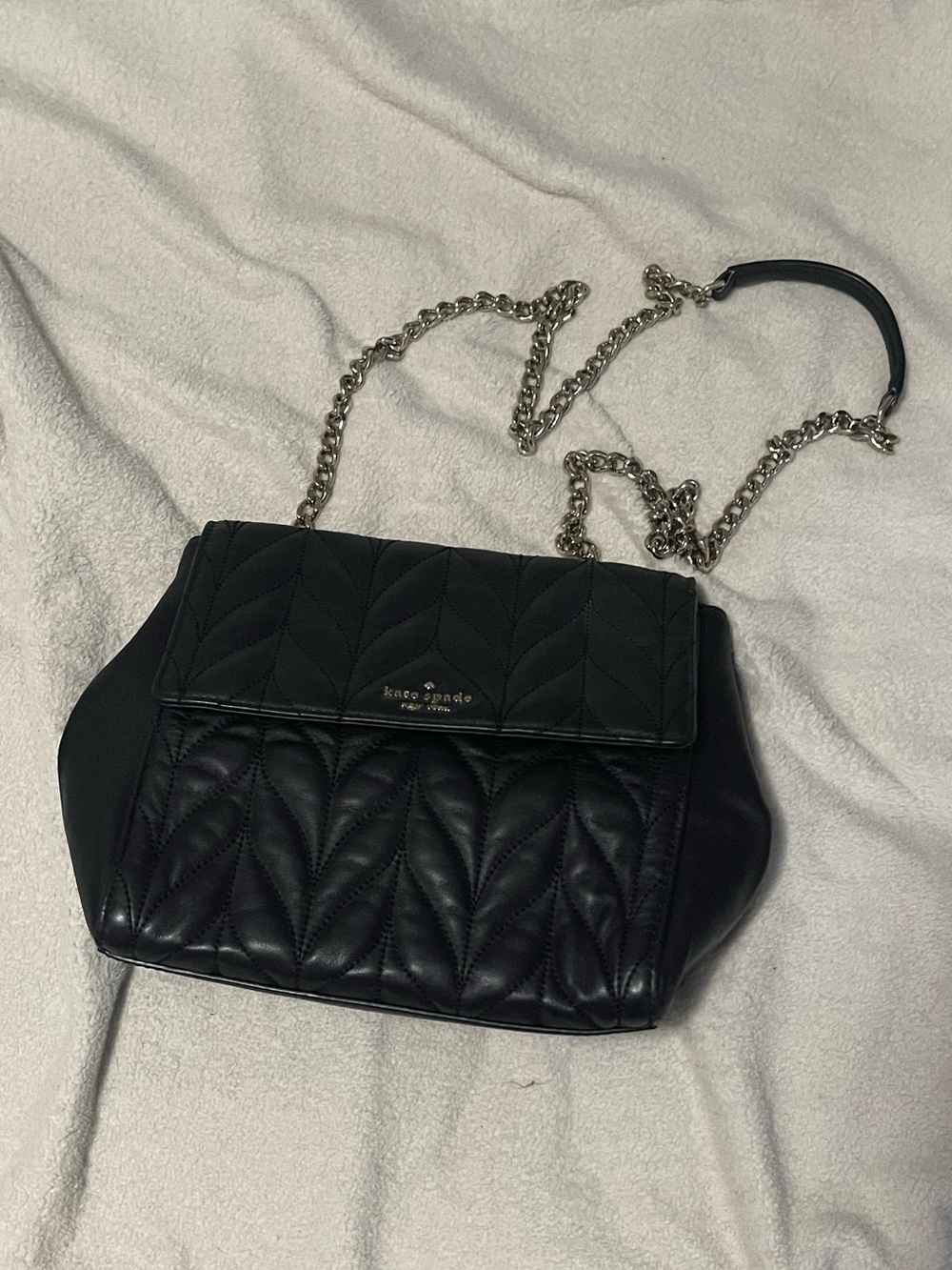 kate spade black quilted leather shoulder bag/back pack with chain strap